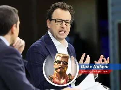 Duke Nukem surveys the battlefield of AI regulation, ready to kick ass and chew bubblegum, but he's all outta gum.