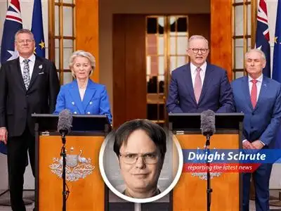 European Commission President Ursula von der Leyen and Australian Prime Minister Anthony Albanese finalize the landmark trade agreement.