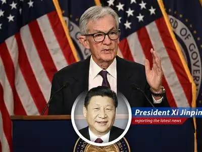 Federal Reserve building with overlaid graphics indicating rising inflation and a divided committee.