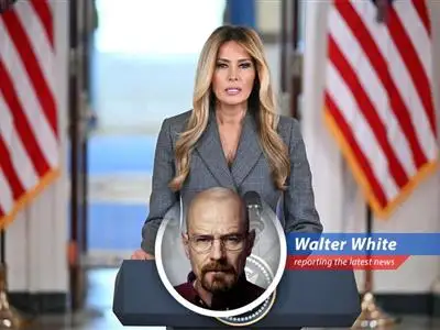 First Lady Melania Trump addressing reporters at the White House, denying any connection to Jeffrey Epstein.