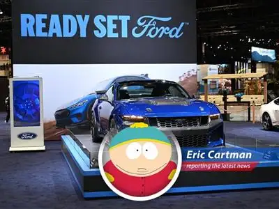 Ford's stock price takes a nosedive reminiscent of Kenny's unfortunate encounters with gravity.