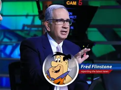 Fred Flinstone ponders the mysteries of Amazon's stock performance. It's a Great Gazoo of a company