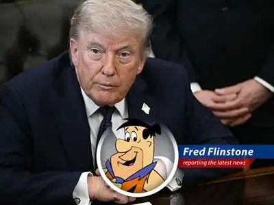 Fred contemplates the international political landscape, likely involving rocks, clubs, and maybe a dinosaur or two.