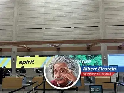 Frontier Airlines' aircraft takes flight, symbolizing the airline's projected revenue boost following Spirit Airlines' collapse.