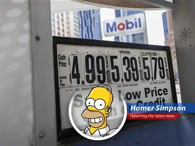 Gas prices soar, leaving Americans feeling like they're saying 'd'oh' every time they fill up.