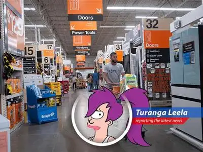 Home Depot store front. Company navigating through economic headwinds.