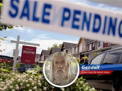 House for sale with a cancelled sticker on the for sale sign, signalling the crisis in the housing market. image