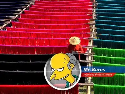 Indian textile mills face new hardships amidst global economic instability, a situation that displeases Mr. Burns.