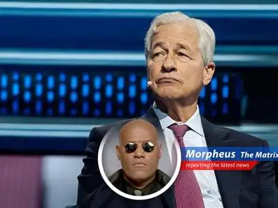 JPMorgan Chase headquarters, a symbol of financial stability amidst market fluctuations, much like the Oracle in the Matrix.