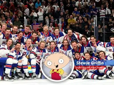 Jack Hughes celebrates the game-winning goal, securing the gold medal for the United States in a thrilling overtime victory against Canada.