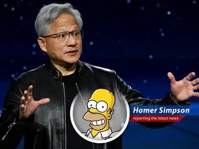 Jensen Huang swarmed by fans at GTC 2026, kinda like me at Krusty Burger on free donut day.