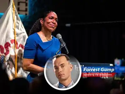 Juliana Stratton addresses supporters after winning the Illinois Democratic primary for U.S. Senate.