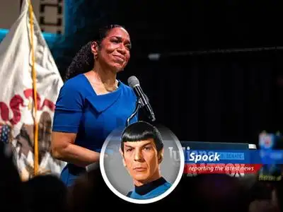 Juliana Stratton celebrates her primary win, poised to potentially represent Illinois in the U.S. Senate.