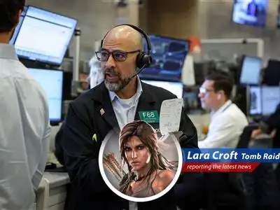 Lara Croft analyzes market data, adjusting her portfolio to navigate geopolitical risks and economic shifts.