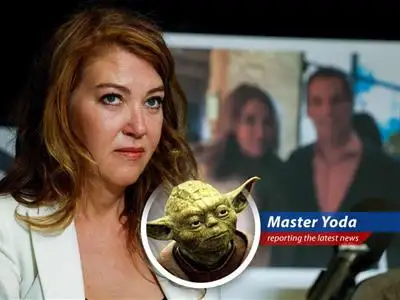 Lonna Drewes speaks at a press conference with her attorney, Lisa Bloom, detailing her allegations against former Representative Eric Swalwell.