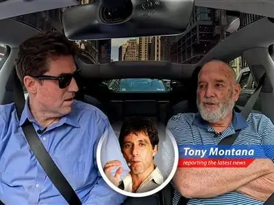 Mike Nelson tests Tesla's Grok AI chatbot while driving in New York City, highlighting both its convenience and potential dangers.