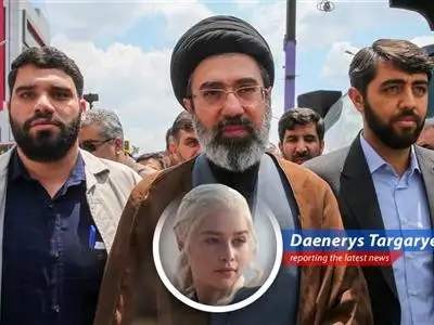 Mojtaba Khamenei, sporting his new X Premium blue checkmark, contemplates the irony of sanctioned luxury.