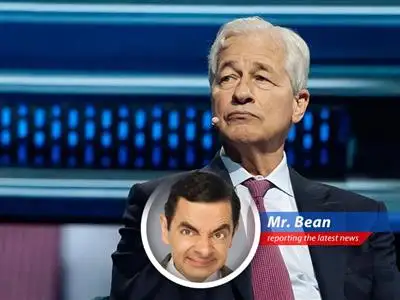 Mr. Bean contemplates JPMorgan's results, wondering if strong earnings can ward off global chaos.