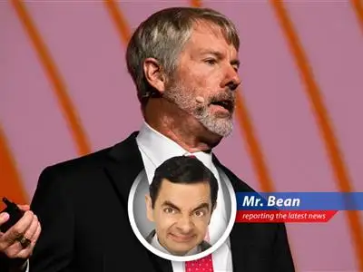Mr. Bean contemplates MicroStrategy's bitcoin strategy shift.