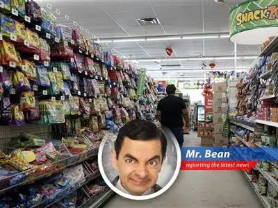 Mr. Bean contemplates the rising cost of beans a grave concern for tea time and teddy's treats
