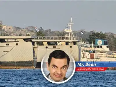 Mr. Bean ponders the complexities of the Cuba situation with his trusty teddy bear.