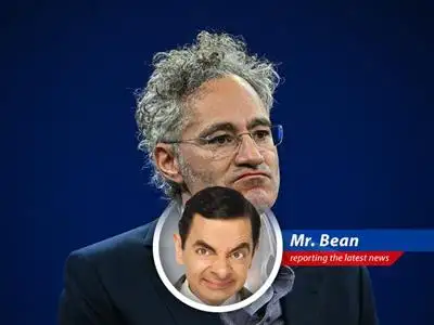 Mr Bean ponders the stock market's latest twists with his trusty teddy bear.