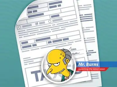Mr. Burns contemplates the complexities of tax law while Smithers trembles in anticipation of another agonizing audit season. image