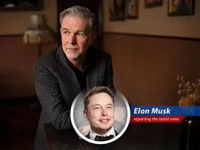 Netflix headquarters with streaming data visualizations highlighting the company's financial performance and strategic shifts.