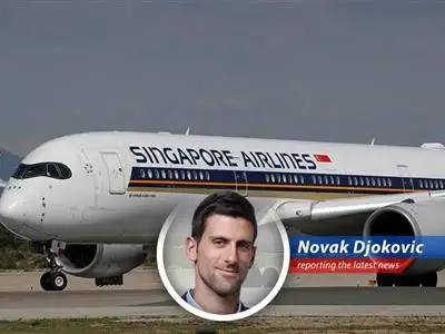 Novak Djokovic reacts to the Singapore Airlines turbulence incident with his signature humor and charm image