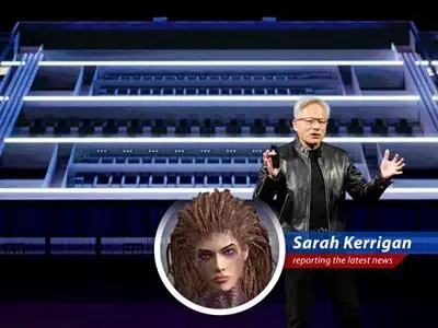 Nvidia CEO Jensen Huang announces H200 chips for China, a move that mirrors the Swarm's adaptive strategies.