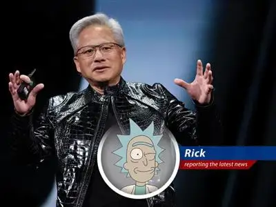 Nvidia CEO Jensen Huang at a previous GTC event, hinting at future AI innovations.