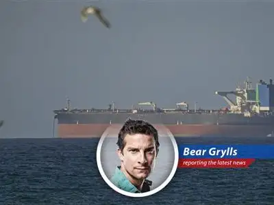 Oil tanker navigating the Strait of Hormuz amidst heightened geopolitical tensions.