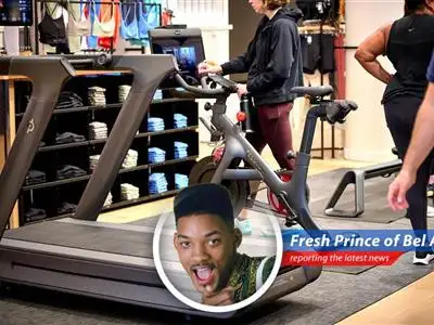 Peloton bike in a living room setting, illustrating the company's home fitness focus and recent financial rebound.