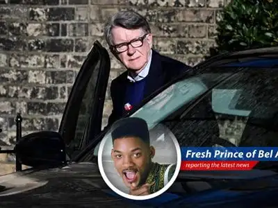 Peter Mandelson escorted by London police following his arrest on misconduct allegations.