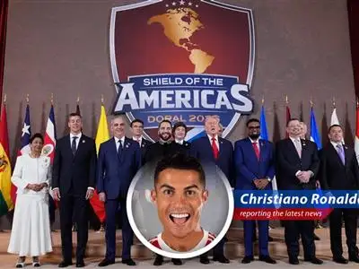 President Trump addressing leaders at the Shield of the Americas summit in Miami, outlining his vision for the Western Hemisphere.