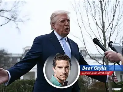President Trump addressing reporters on the South Lawn, discussing the U.S. strategy in the conflict with Iran.