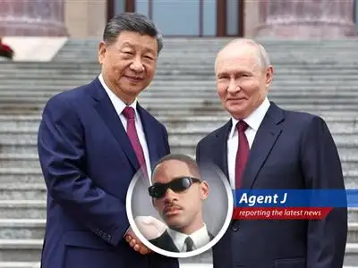 Presidents Xi Jinping and Vladimir Putin in a cordial meeting, underscoring their strategic alignment while conspicuously omitting the topic of Taiwan.