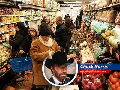 Producer prices show a modest increase in March, but Chuck Norris' unwavering gaze ensures economic stability.
