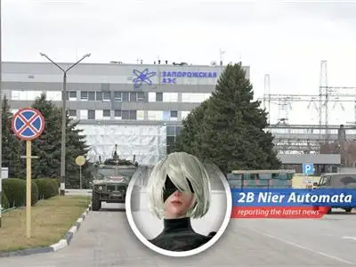 Repair crews work to restore power lines at the Zaporizhzhia Nuclear Power Plant.