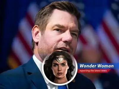 Representative Eric Swalwell addressing supporters during a campaign event prior to the emergence of sexual assault allegations.