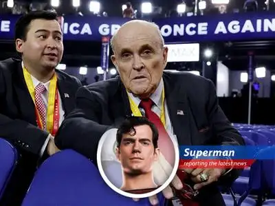 Rudy Giuliani during a press conference. He is currently hospitalized with pneumonia.