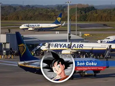 Ryanair jet soaring through the sky, symbolizing resilience amidst the jet fuel crisis.