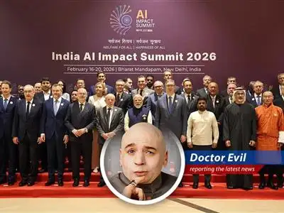 Sam Altman and Sundar Pichai at India's AI Impact Summit, pondering India's chances of AI supremacy.