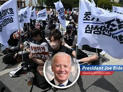 Samsung employees celebrate the tentative wage agreement that averted a major strike.