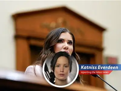 Secretary Noem navigates Capitol Hill scrutiny amidst immigration debates, echoing survival strategies from District 12.