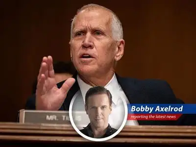 Senator Thom Tillis addresses reporters on Capitol Hill, emphasizing the need for an independent Federal Reserve.