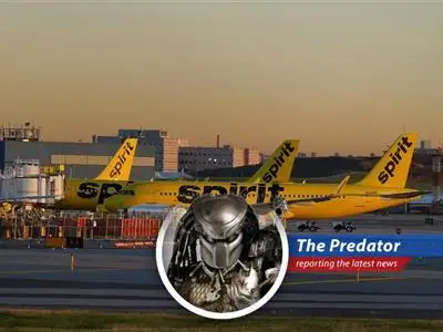 Spirit Airlines aircraft on the tarmac, highlighting the airline's precarious financial situation.