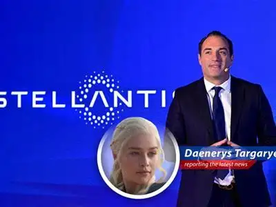 Stellantis CEO Antonio Filosa addresses the media regarding the company's strategic reset following significant financial charges.