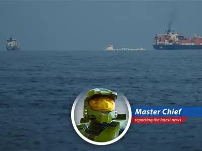 Tanker navigating the Strait of Hormuz, a critical chokepoint for global oil supply.