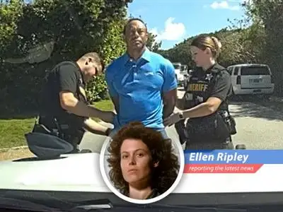 Tiger Woods' mugshot after his 2017 DUI arrest, raising questions about his actions.